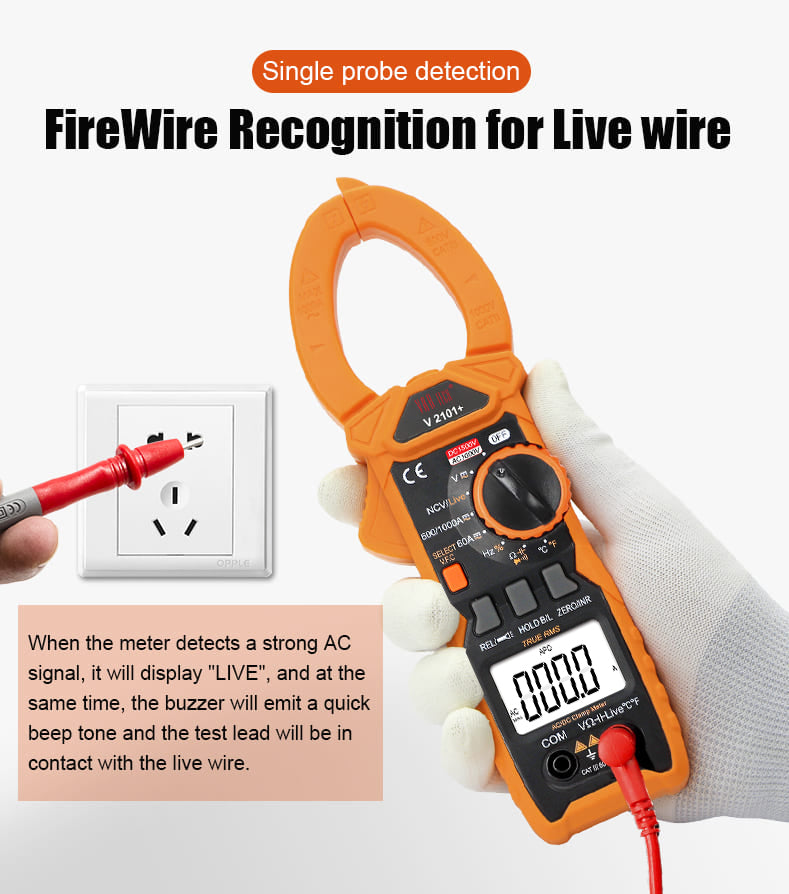 V 2101+ Digital clamp meter True RMS Auto ranging 1000A AC/DC